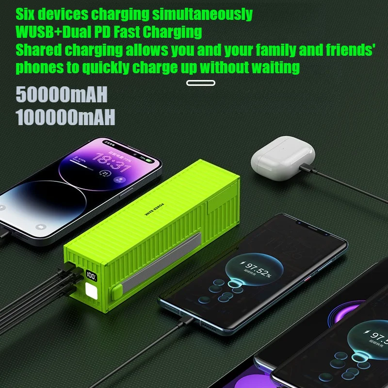 

Портативный внешний аккумулятор емкостью 100000 мАч с быстрой зарядкой PD 66 Вт и цифровым дисплеем — солнечный генератор для прямой трансляции/кемпинга на открытом воздухе