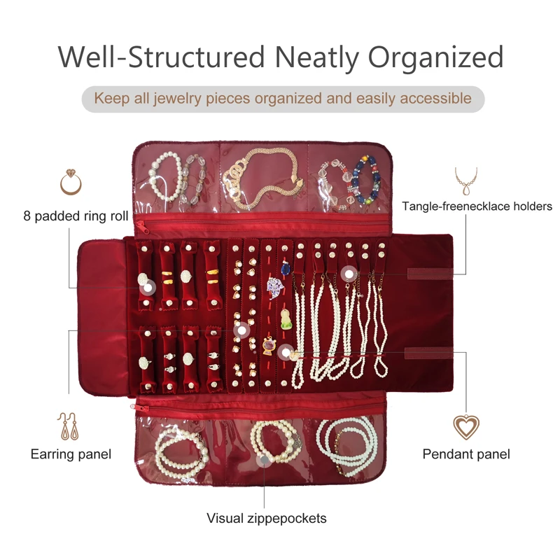 

Многофункциональная сумка для хранения ювелирных изделий, портативный чехол для колец, браслетов, ожерелий, сережек - удобная коллекция ювелирных изделий