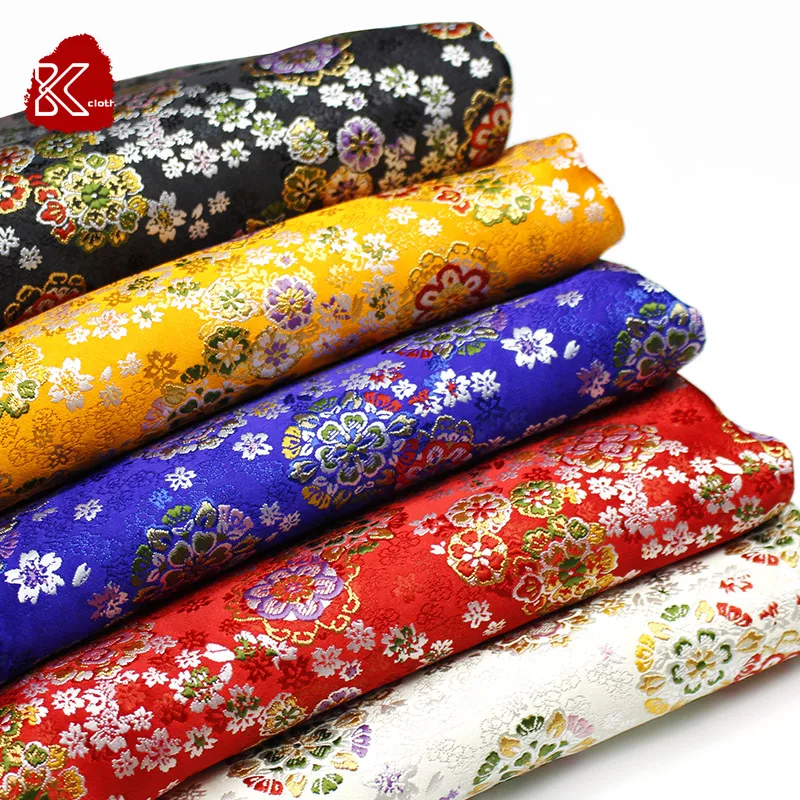 Japanese cloth Nishijin woven gold fabric brocade Daiyu burial flower cherry blossom  jacquard fabric