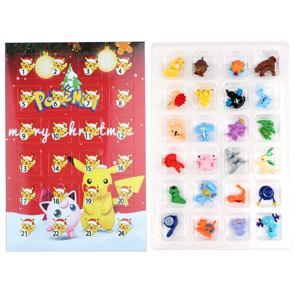 24 Pcs Pokemon Elf Figures Doll Model 2023 New Christmas avvento Calendar Box Toy Pikachu Anime Children Collection regalo di compleanno