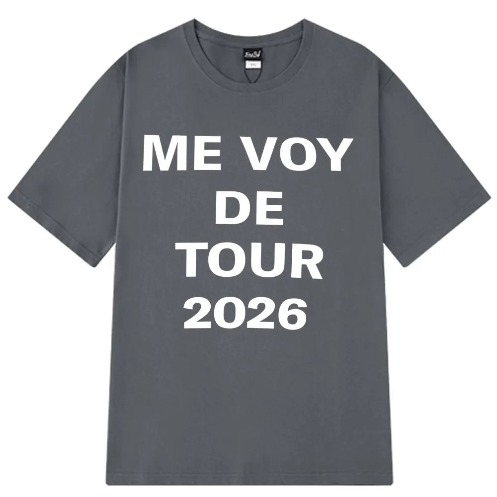 المغني Rosalia Me Voy The Tour 2026 قميص مطبوع الرجال النساء موضة تي شيرت قصير الأكمام 100% القطن المتضخم الهيب هوب تي شيرت #4