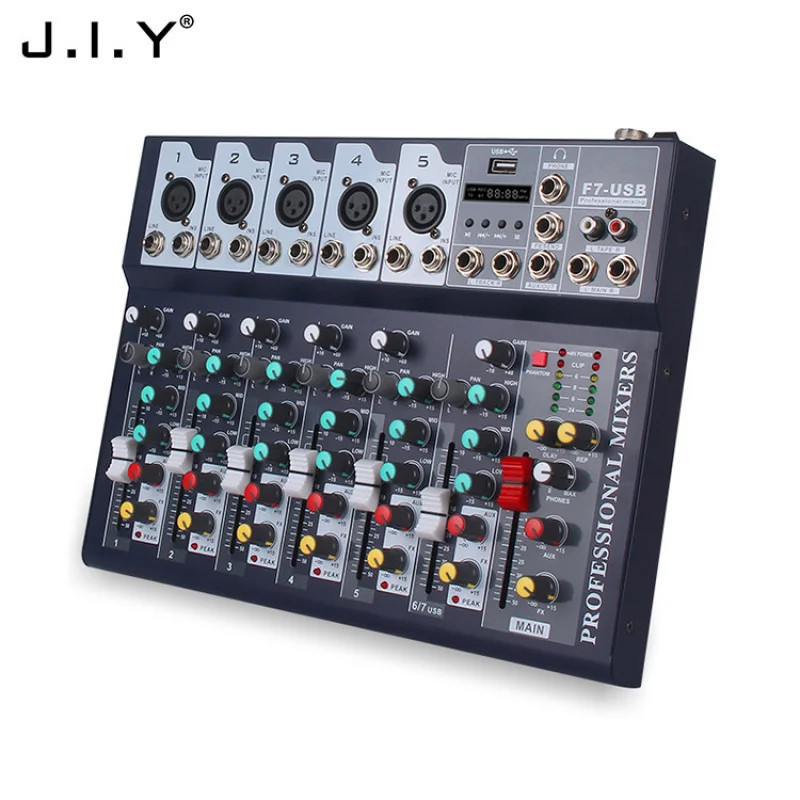 

Аудиомикшер F4/7 с Bluetooth и USB, для домашнего использования, с эффектами для вокала и сценических выступлений, звуковая карта, Bluetooth, MP3.