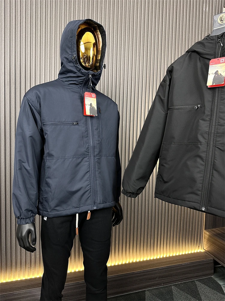 

Men's Softshell Jacket Pure Color Outdoor Sports Cotton Hooded Jacket Three Seasons Wearable Warm Fashionable Urban Style