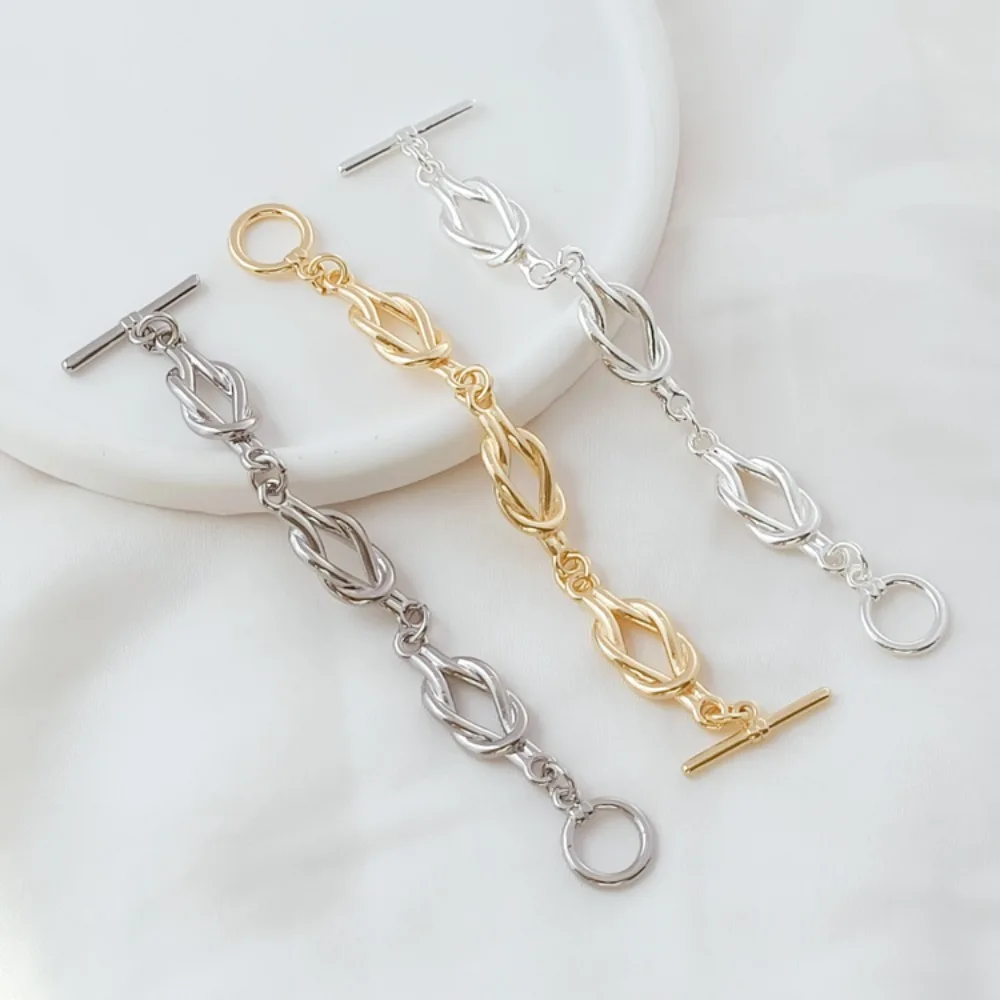 

14K Gold-plated Knotted Chain Long OT Clasp Handmade DIY Pearl Bracelet Necklace Ending Clasp