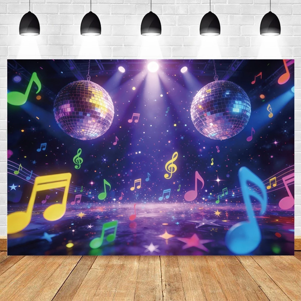 Neon light Music Dance Party Decor Backdrop Retro Disco Party Kids Adult Birthday Party Decor Photography Background Photostudio