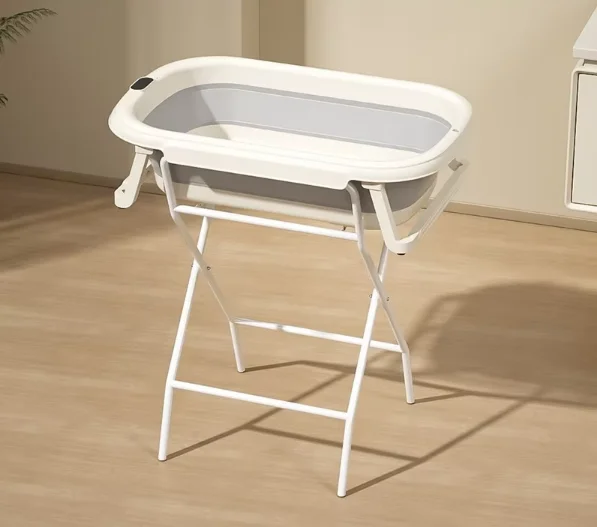 Foldable newborn baby bathtub and stand set, baby bathtub and nursing table, diaper changing drying rack