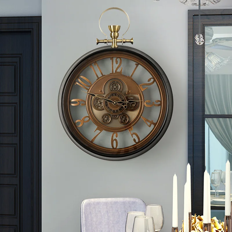 Retro clock wall clock, living room home high-end European watch wall clock