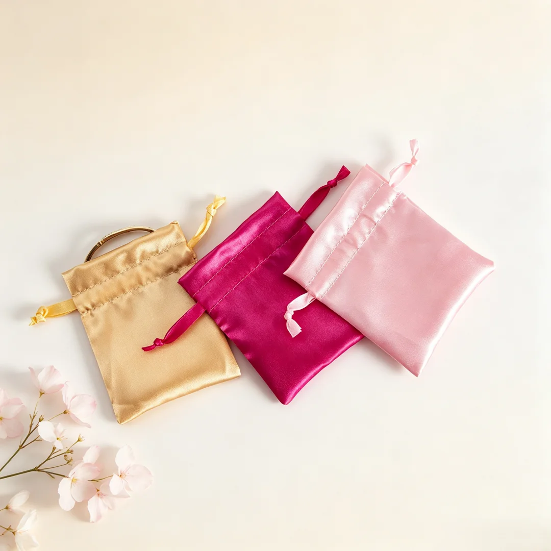 10Pcs Silk Satin Drawstring Gift Pouches Storage Bags for Jewelry Rings Diamond Earrings Cosmetic and Wedding Favor Packaging
