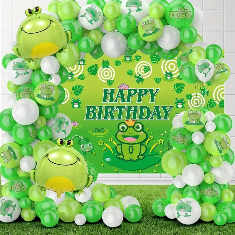 6pcs Cute Frog Aluminum Film Balloon Jungle Animal Theme Birthday Party Outdoor Summer Decorative Balloon