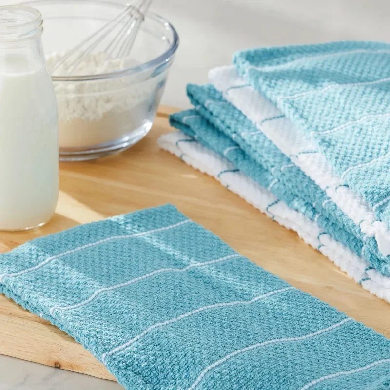 

NEW Dobby Rice Weave Kitchen Towels, 15” x 25”, Set of 10, Teal-Fast shipping