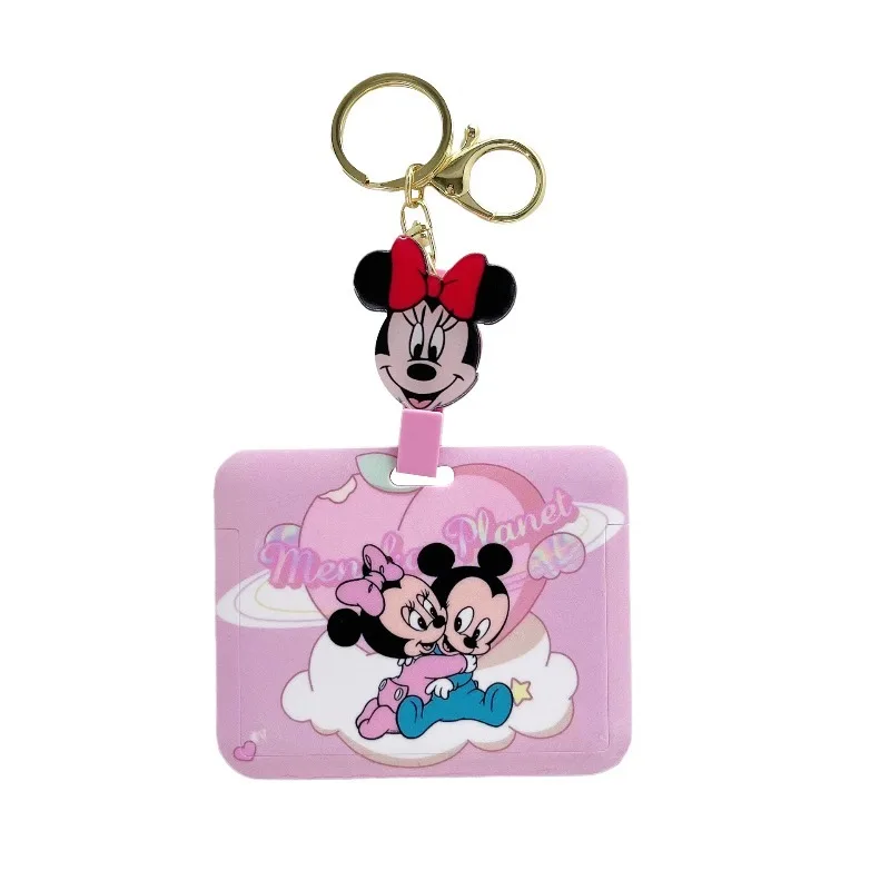 Disney Mickey Mouse Horizontal Lanyard Badge Holder with Keychain for School ID Card Access Control Students Doctors Nurses