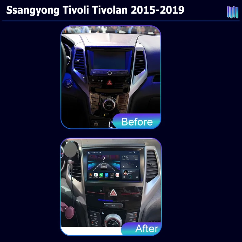 AI VOICE roadivox Android car radio for Ssangyong Tivoli Tivolan 2015 2019 GPS Navigation video Multimedia Player tape