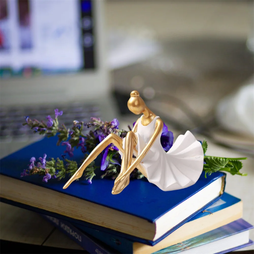 1 PC Ballet Girl Gold Home Decor Abstract Art Modern Sculptures Statues  Aesthetic Desk Dining Table Modern Living Room