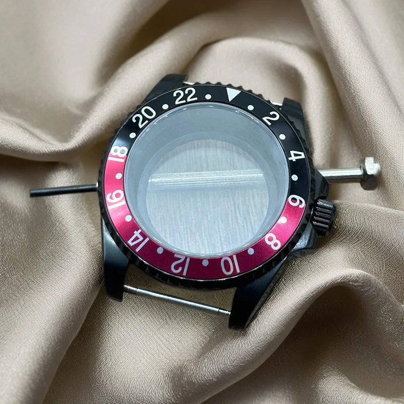 Black 40MM GMT Watch Case with New Design Ceramic Insert - Suitable for NH34 NH35 NH36 NH38 Movement and Solid Bottom Cover in B