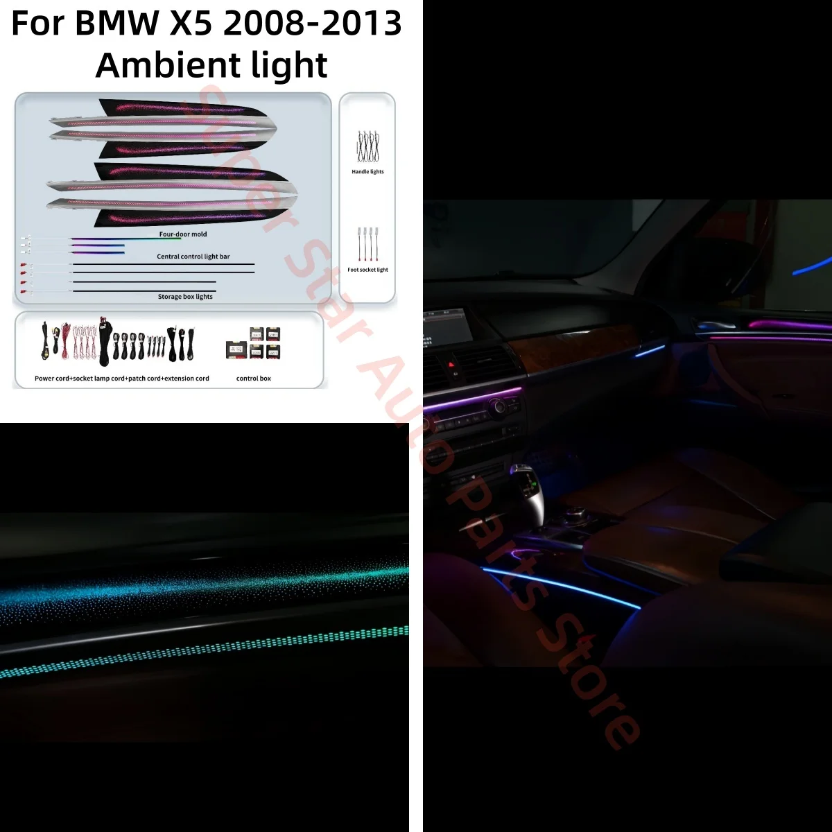 

Для BMW X5 2008-2013 окружающее освещение автомобиля Обновление автомобильного внутреннего освещения Автомобильные аксессуары Кнопка и управление через приложение Стиль в масштабе дракона