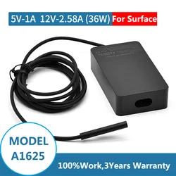 36W 12V 2.58A Power Adapter Charger Compatible with Surface Pro 3 Pro 4 (Intel Core i5 i7) Pro 5-2017 with USB Charging Port