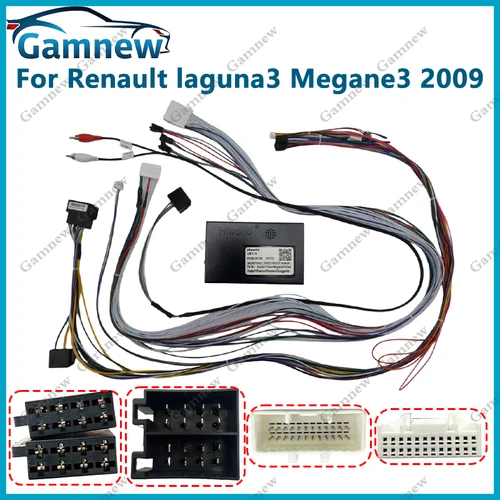 Imagen 1 del producto Gamnew-Adaptador de arnés de cables Android de 16 pines para coche, decodificador de caja Canbus para Renault laguna3 Megane3 Megane 3 2009