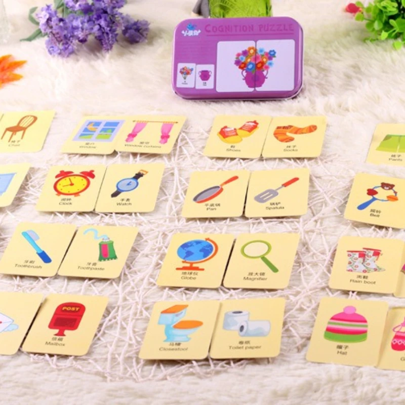 교육용 카드 장난감 기억력 매칭 게임 30개 조각 퍼즐 세트 교육용 퍼즐 사실적인 매칭 과일 퍼즐