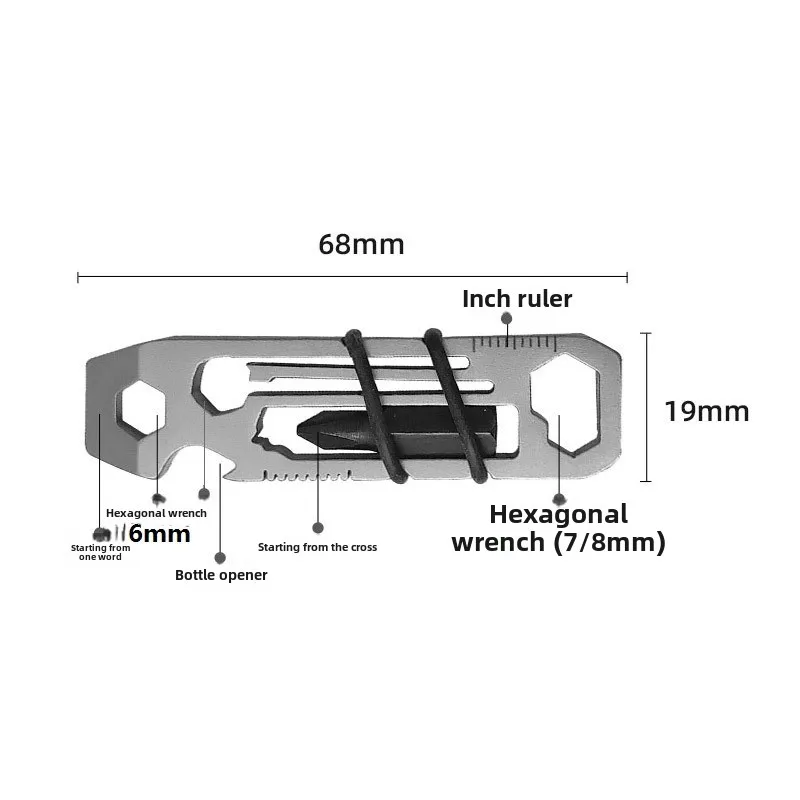 2 pieces EDC Pocket Survival Tool Camping Screwdriver Bottle opener Wrench Key Chain Outdoor Tools Portable multi-function tool