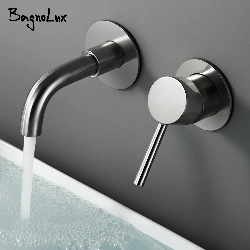 

Твердый латунный смеситель для раковины из бронзы, настенный смеситель для раковины для горячей и холодной воды в ванной комнате, смеситель для мытья с одной ручкой