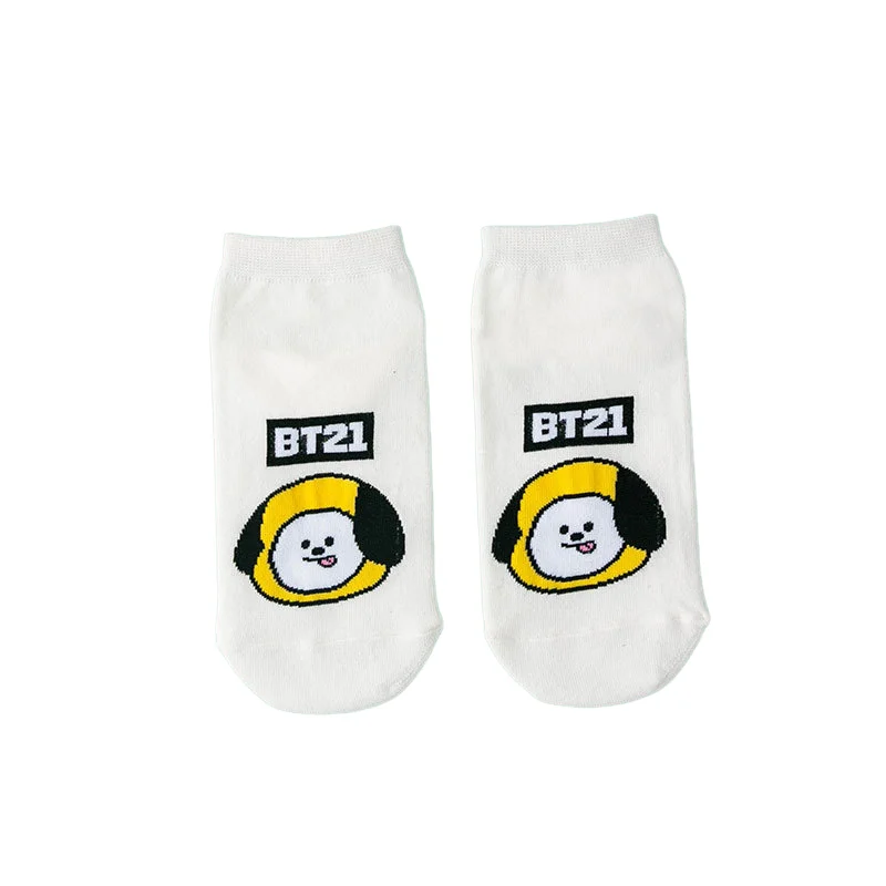 Bt21 Kawaii Anime Mang Cooky czystej bawełny krótkie skarpetki Cute Cartoon Rj Koya oddychające pochłaniające pot skarpetki dla par