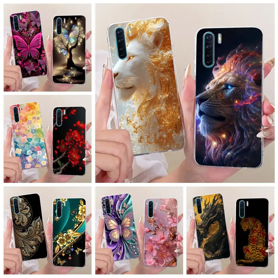 For Oppo A91 Case Oppo Reno 3 4G CPH2043 Cute Lion Fashion Painted Cover Soft Slim Phone Case For Oppo F15 A 91 Reno3 Funda Bags
