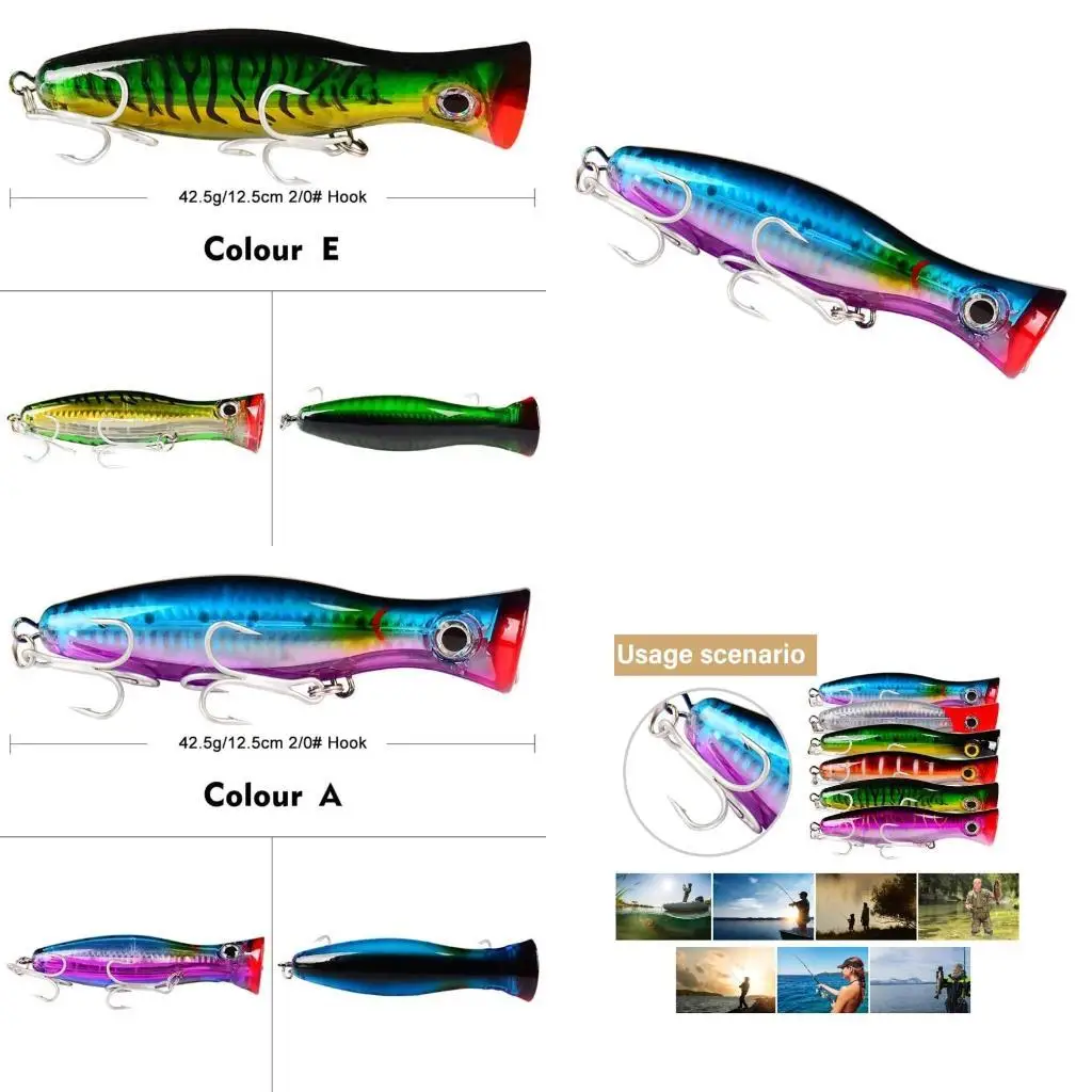 

Y1UC Big Popper Crankbait Fishing Baits with Hook for Trout Fishing Tackle