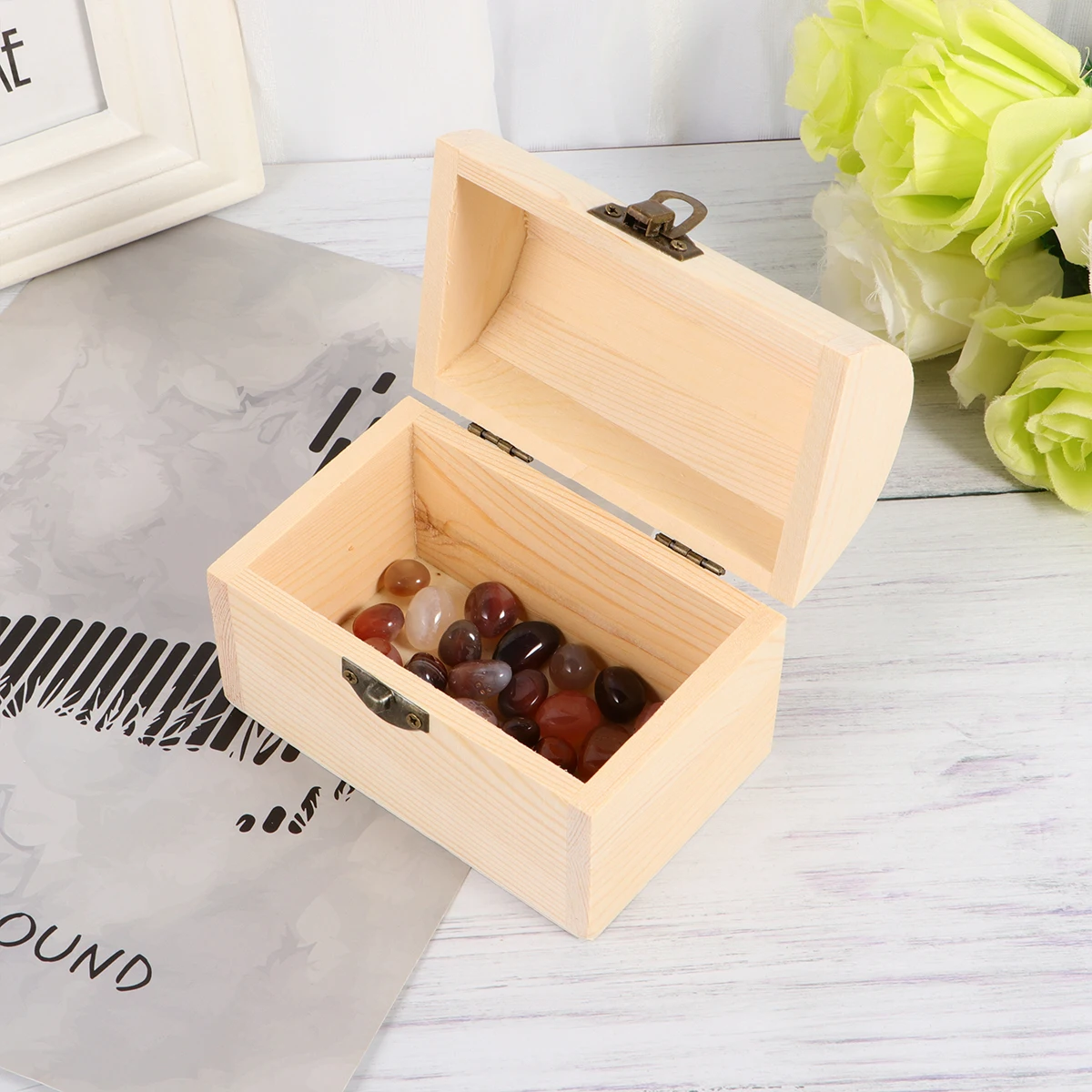 

Wooden Jewelry Box Small Travel Case Earrings Rings Beads ganizer Container Storage Solution Gift Idea Dustproof Scratch