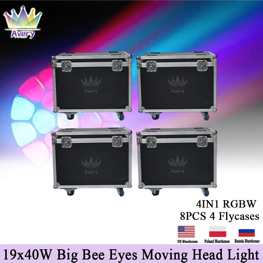 0 Tax 4 Flight Cases For Big Bee Eye 19x40w Moving Head light Wash/Beam Stage Event Theater DJ Disco Wedding Party Light