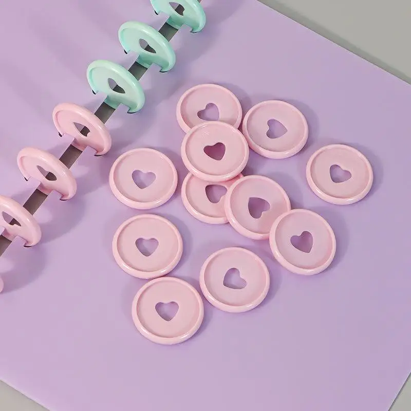 10Pcs Mushroom Hole Binding Buckle 28/32mm Love Heart Discbound Discs Ring For Loose Leaf Notepad Planner Diary Book Business