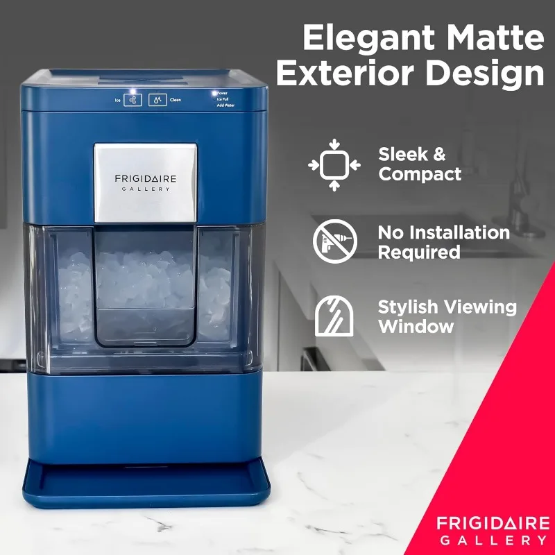FRIGIDAIRE Máquina de hielo masticable crujiente para encimera, 44 libras por día, autolimpieza automática, 2,0 generación, azul marino