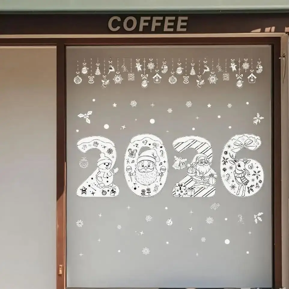 2026 عيد الميلاد الرنة نافذة ثابتة يتمسك مع ندفة الثلج ديكور الحفلات أعواد تزيين المنزل زجاج النافذة الشارات الفن