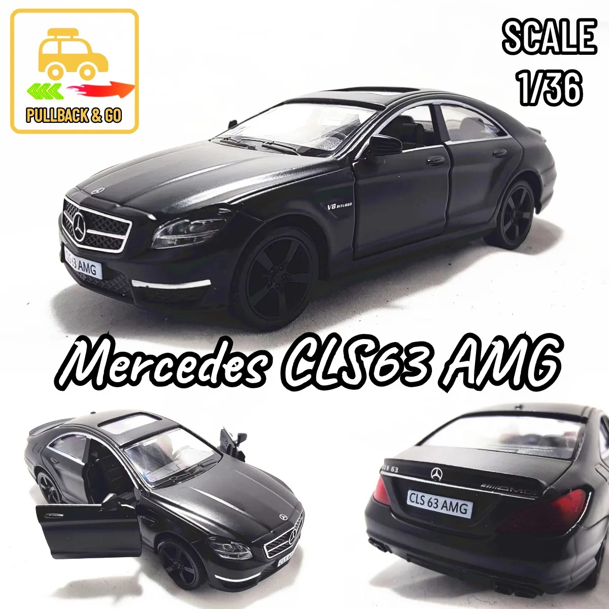 1:36 Metal Diecast Car Model Repilca Mercedes CLS63 AMG Scale Miniature Collection Vehicle Hobby Kid Toy for Boy Xmas Gift