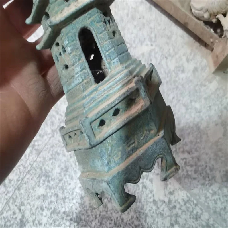 Chinese Old Copper, Come From FOLK Collection Old Unearthed bronze Buddhist pagoda,