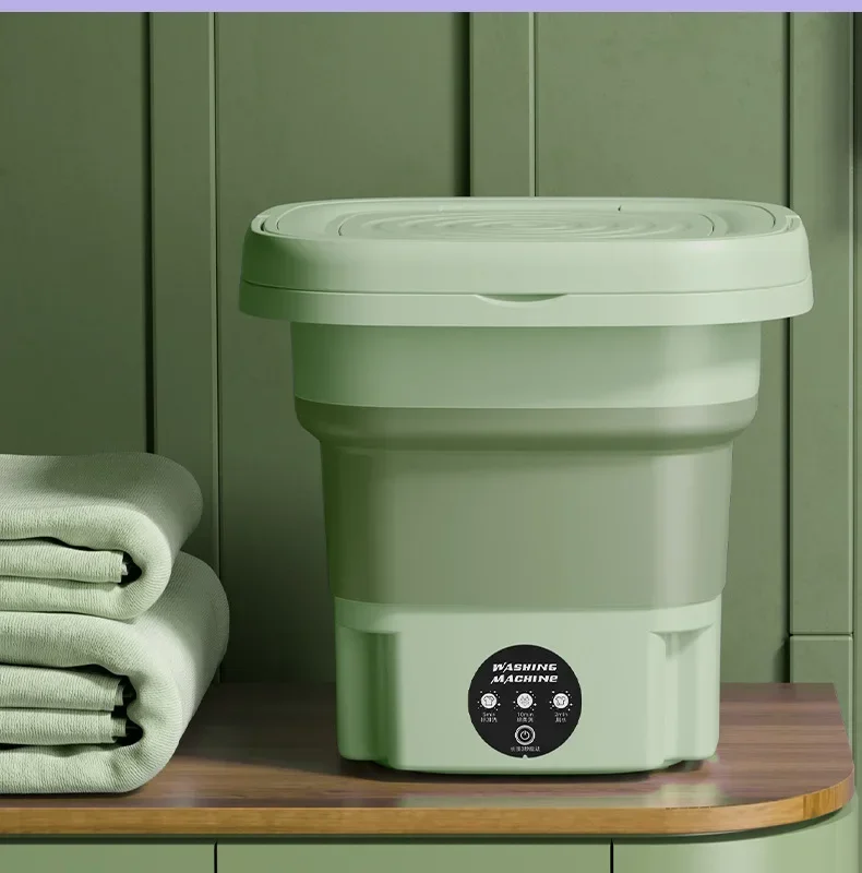 8L Portable Mini Foldable Washing Machine Laundry Washer With Spin Dryer For Underwear Panties Socks Home Daily Use