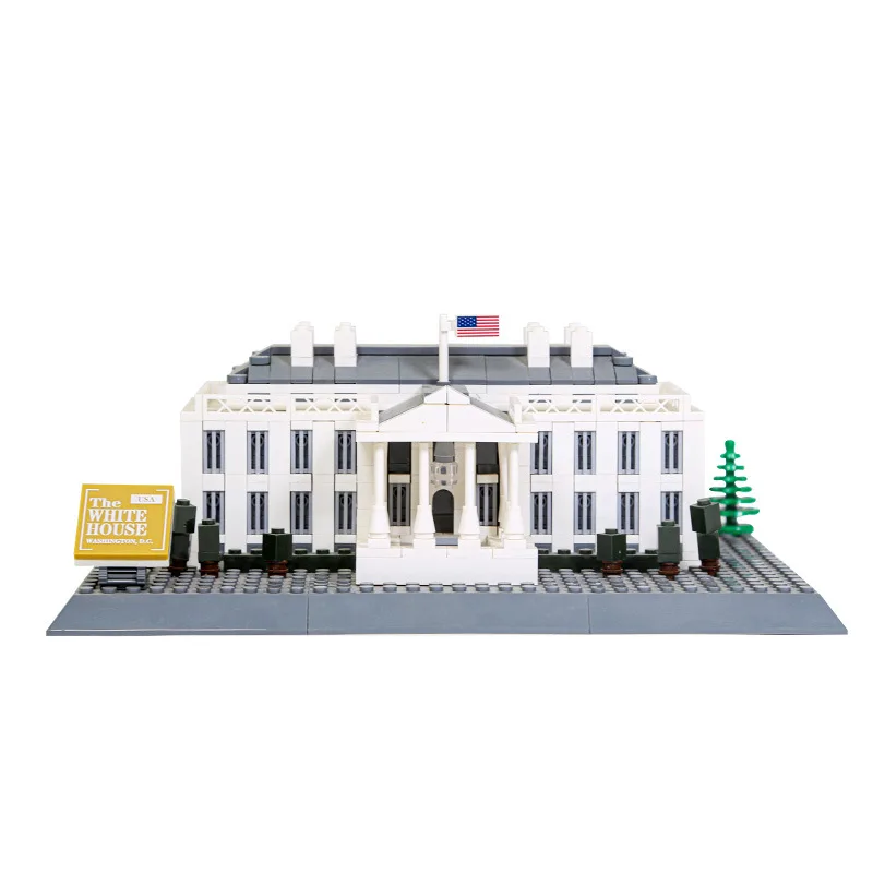 Creative Presidential Palace Of United States World Famous Architecture Block Washington White House Model Building Bricks Toys