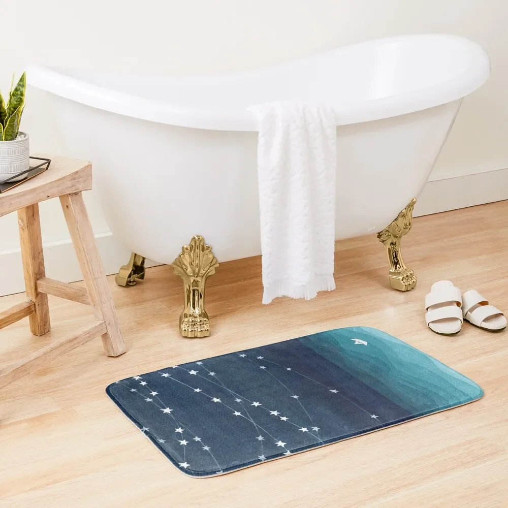

Garland of stars, teal ocean Bath Mat Bath Room Acessories Toilet Rug Anti-Slip Bathtub Mat