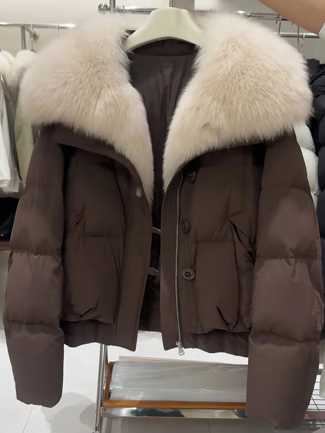 

plus Size Thiened ort Cotton Jaet Korean Sle Loose Fit Big Fur Collar Winter Outerwear for Women Polyester Filling