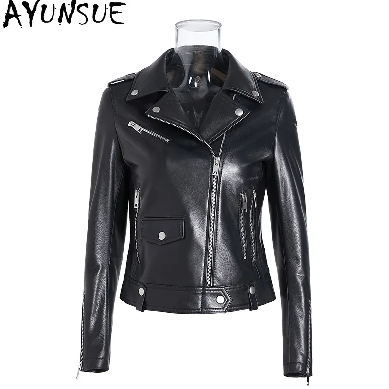 

AYUNSUE куртка из 100% натуральной овчины, женская облегающая женская мотоциклетная куртка, весенне-осенняя одежда Jaqueta De Couro