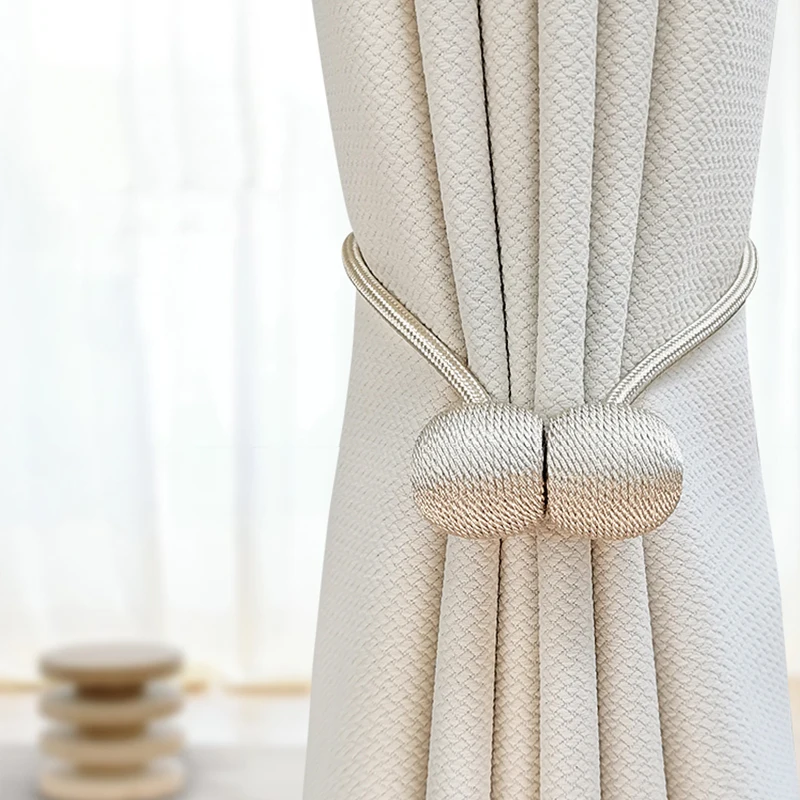 2Pcs Magnetic Curtain Tiebacks Outdoor Elegant Decorative Tie Backs Modern Rope Tiebacks for Drapes Window Curtain Holdbacks