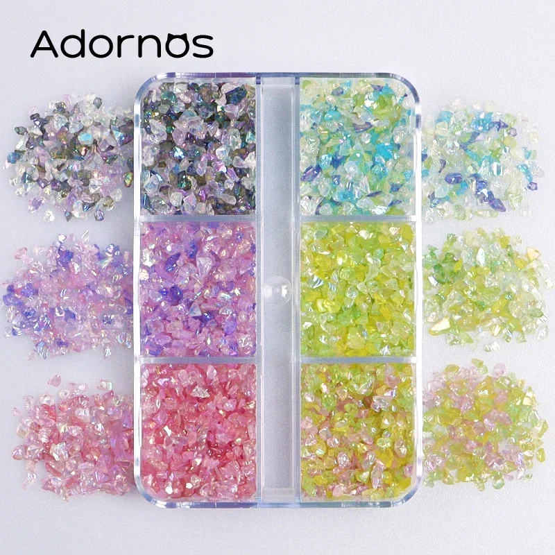 Decoraciones de Arte de uñas, cristal, piedras rotas, diamantes de imitación para uñas, grava Irregular, mezcla de colores, manualidades DIY, gemas,