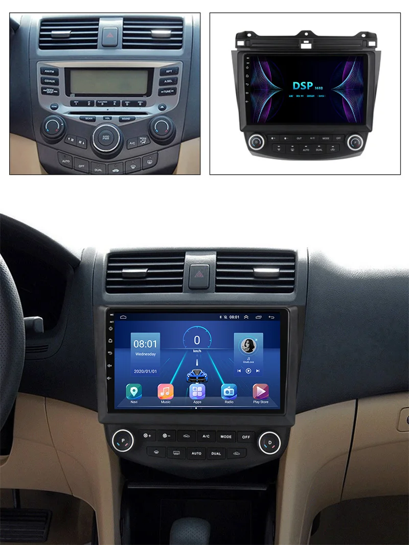 أندرويد 11 8Core 4 + 64GB مشغل فيديو السيارة الوسائط المتعددة لهوندا أكورد 7 2003-2007 نظام تحديد المواقع والملاحة واي فاي BT راديو ستيريو #2