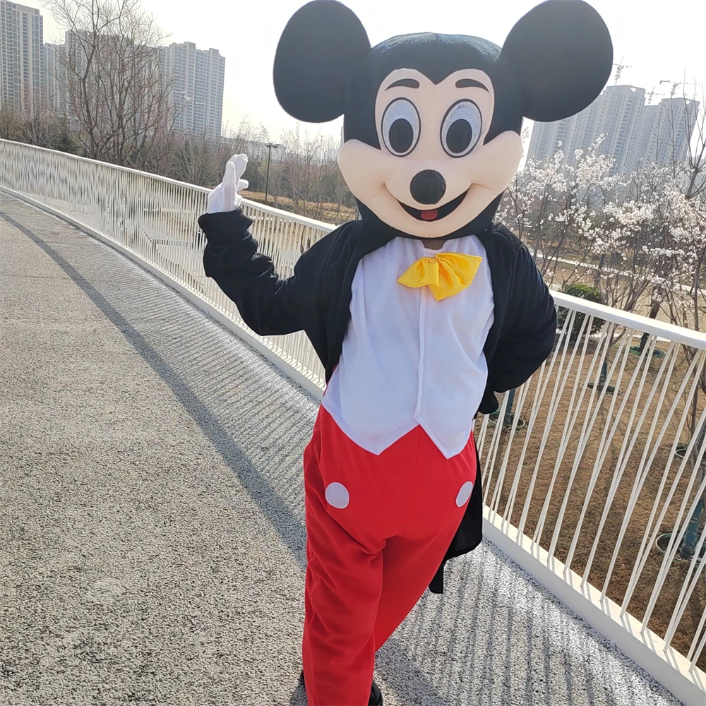 [1set]New Classic Mickey Mouse Uniform Costume Clothing Suit with Large Doll Head for Adults 155cm To 200cm Height Party Show