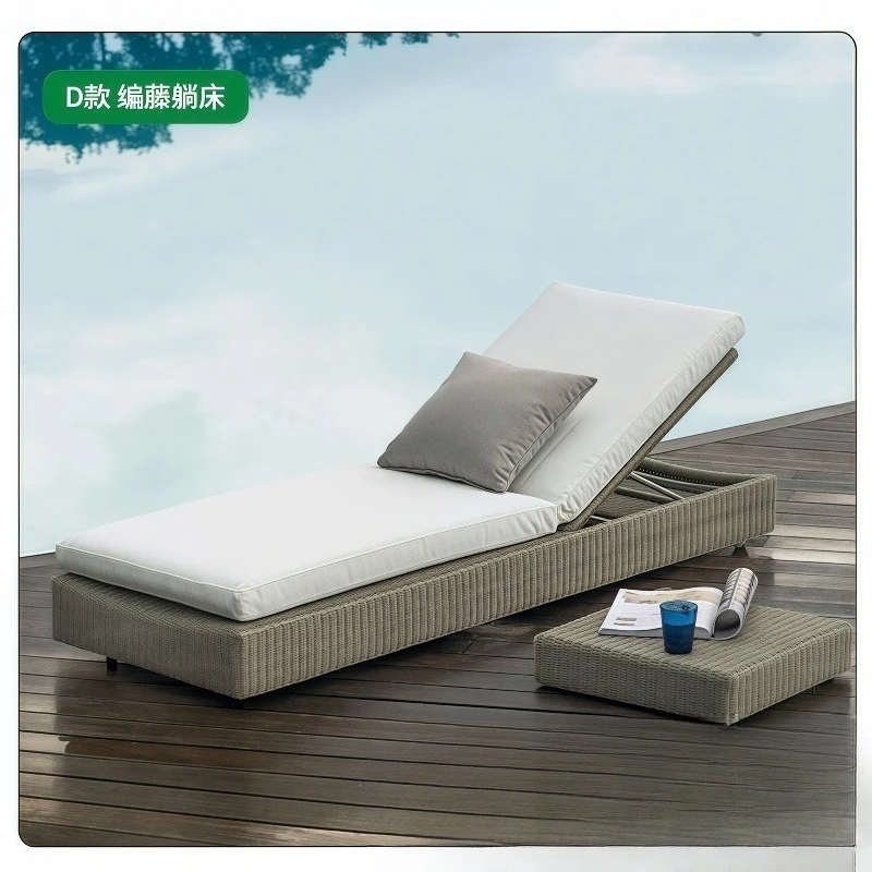 Outdoor bed courtyard villa teak swimming pool lounger outdoor waterproof sunscreen bed and breakfast outdoor seaside beach chai