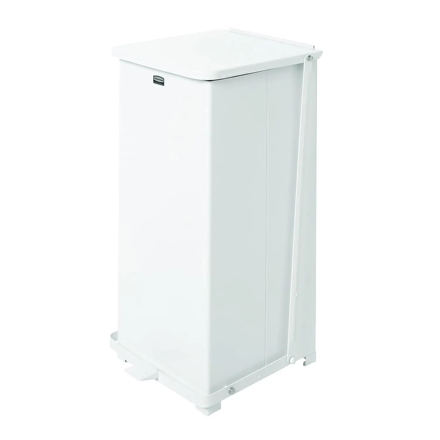 Defenders Biohazard Step-On Trash Can, 13-Gallon, White, Square Steel, Waste Disposal in Doctors Office/Hospital/Medical