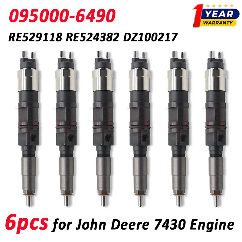 

6pcs 095000-6490 Diesel Auto Injector Nozzle RE529118 RE524382 DZ100217 For John Deere 7430 Engine