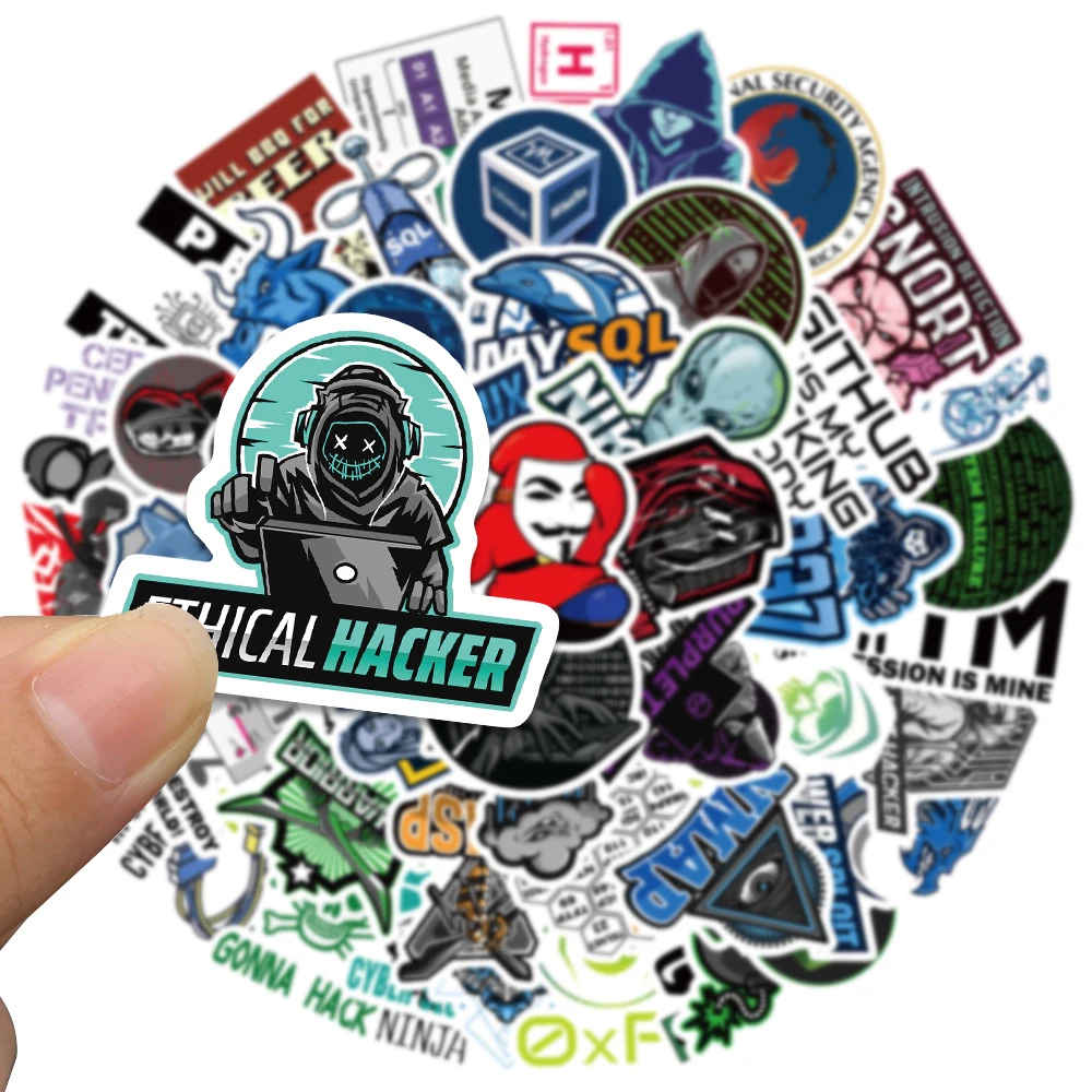 50pcs Cool Cartoon Hacker Programming Stickers For Laptop Phone Luggage Fridge Waterproof Graffiti Helmet Car Decals