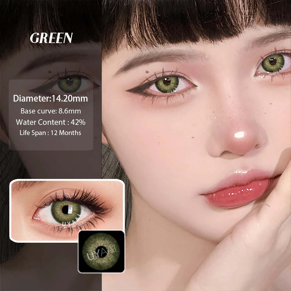 UYAAI Contactlenzen Kleur Contact Make-up Gekleurde leerlingen Zwart Natuurlijke leerlingen Schoonheid 14,5 mm Grote zwarte lenzen Bruine contactlenzen