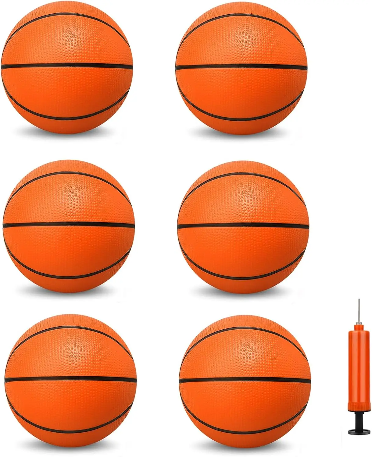 

6 Pack Mini Basketballs 6 Inch with Pump, Soft Rubber Indoor Outdoor Toys for Kids Toddler, Replacement for Door Hoop Sets, Pool Beach Lawn Games
