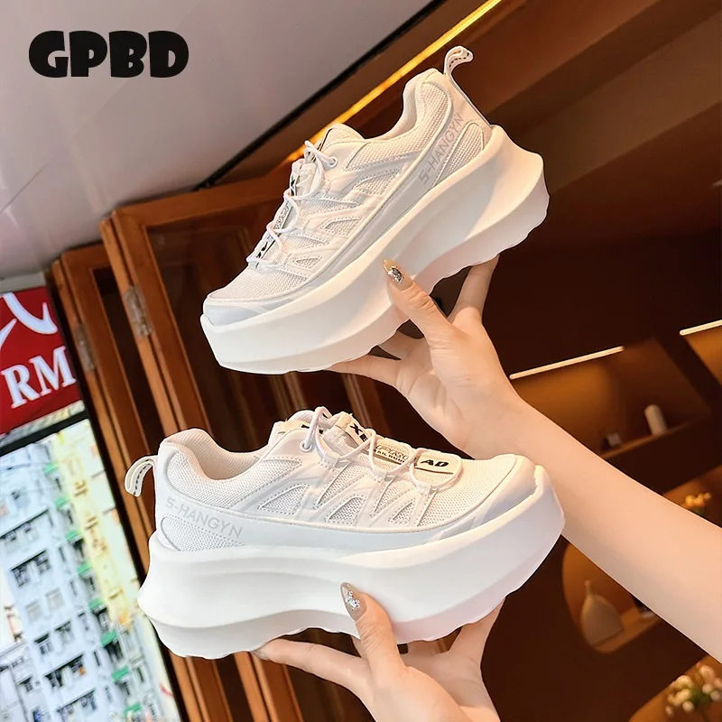 

GPBD Thick-soled Height-increasing Casual Sports Shoes Women, Lightweight and Breathable Mesh Fabric, Small-sized Sponge Shoes